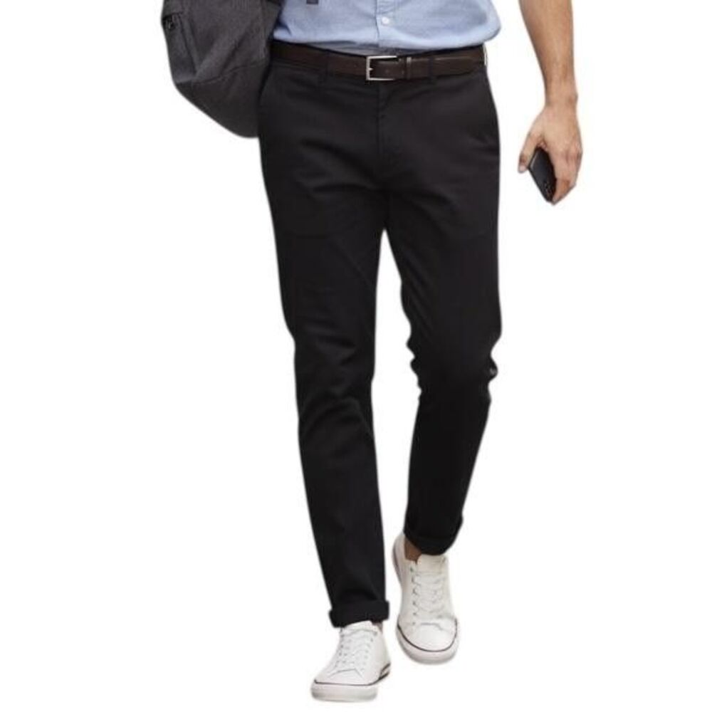 Hugo Boss Pants Mens 34x31 Black 100% Cotton Chino Slim Tapered Destan Trousers